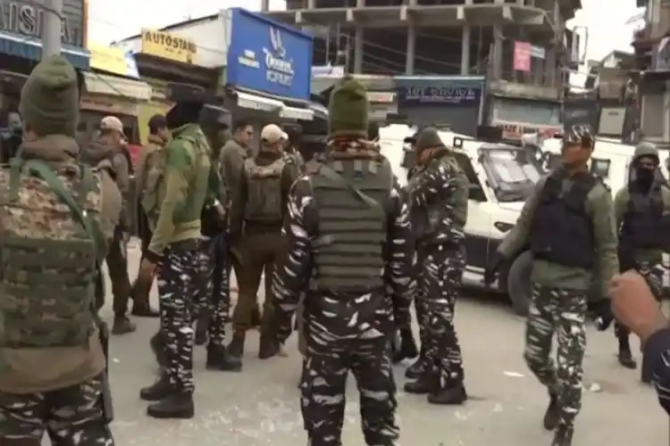 The scene of the attack in Srinagar.