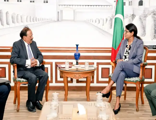 NSA Ajit Doval meeting the Maldives defense minister Maria Didi at CSC 