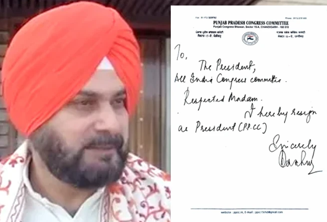 Navjot Singh Siddhu(L), Letter of Resignation(R)