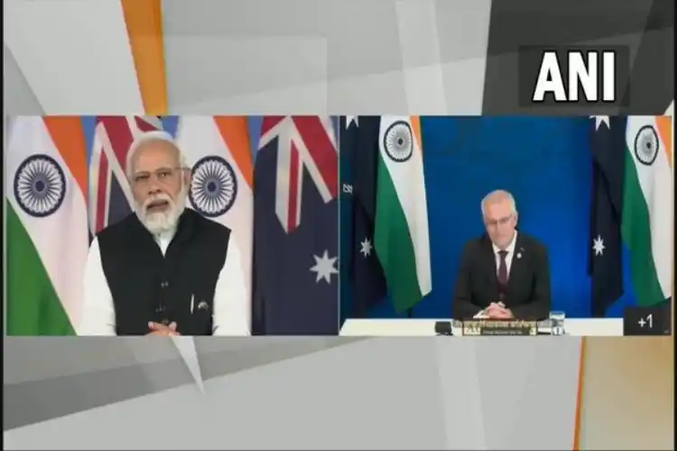 PM Narendra Modi and his Australian counterpart Scott Morrison during their virtual summit.