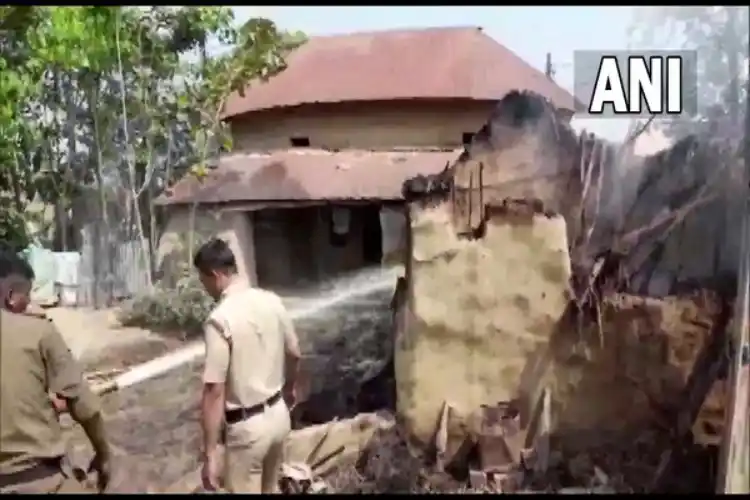 One of the burnt houses in Birbhum.