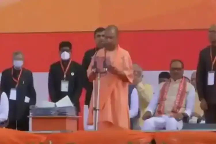 Yogi Aditya Nath taking oath of office