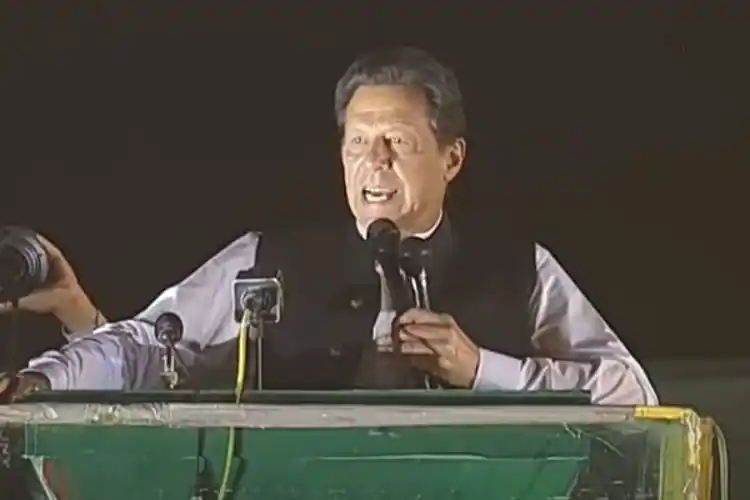 Pakistani Prime Minister Imran Khan at a rally in Islamabad.