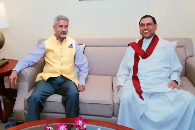 External Affairs Minister S Jaishankar with Sri Lankan Finance Minister Basil Rajapaksa