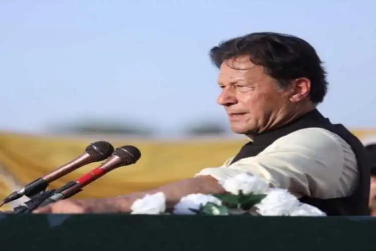 Imran Khan addressing a meeting