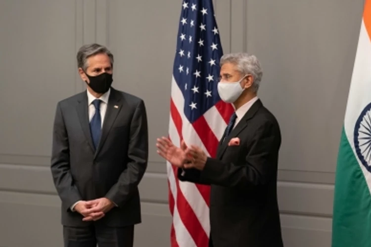 India's External Affairs Minister S Jaishankar, right, and US Secretary of State Antony Blinken