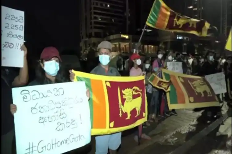 An anti-government protest in the Sri Lankan capital Colombo.