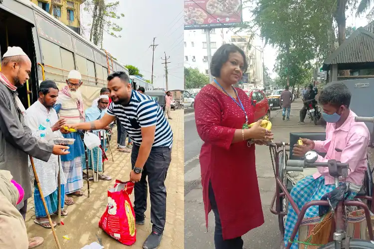 Helping Hand volunteers distributing food in Guwahati