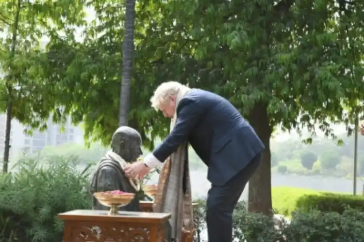 British Prime Minister Boris Johnson at Sabarmati Ashram.