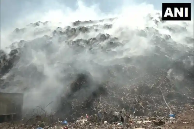 The Bhalswa landfill continued to spew smoke on Thursday.