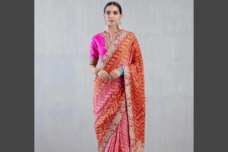 A model wearing a Banarasi Saree