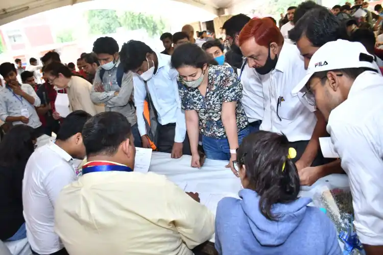 Job seekers at the job fair for specially abled person in New Delhi