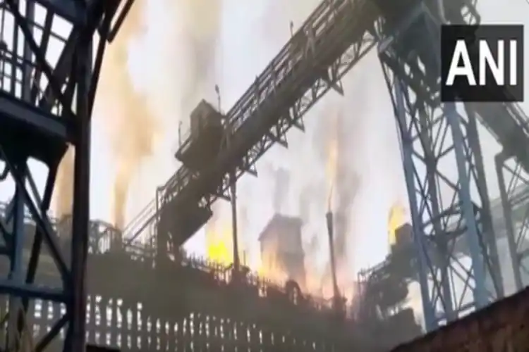 The blaze in the Tata Steel factory in Jamshedpur.