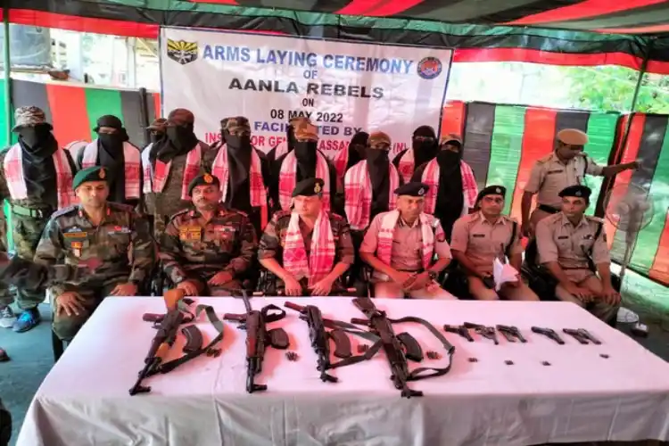 The AANLA rebels laid down arms in Bokajan in Assam's Karbi Anglong. 