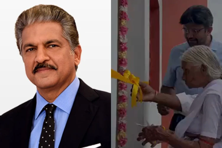 Anand Mahindra (L), Idli Amma entering her new house(R)