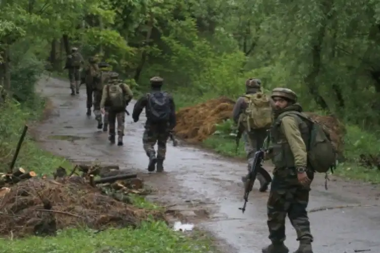 Security forces on anti--terror operation in Valley