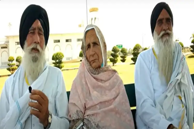 Mumtaz Bibi alias Dadima, a Pakistani Muslim, with her Sikh brothers Baldev Singh and Gurmukh Singh at Kartarpur Sahib 