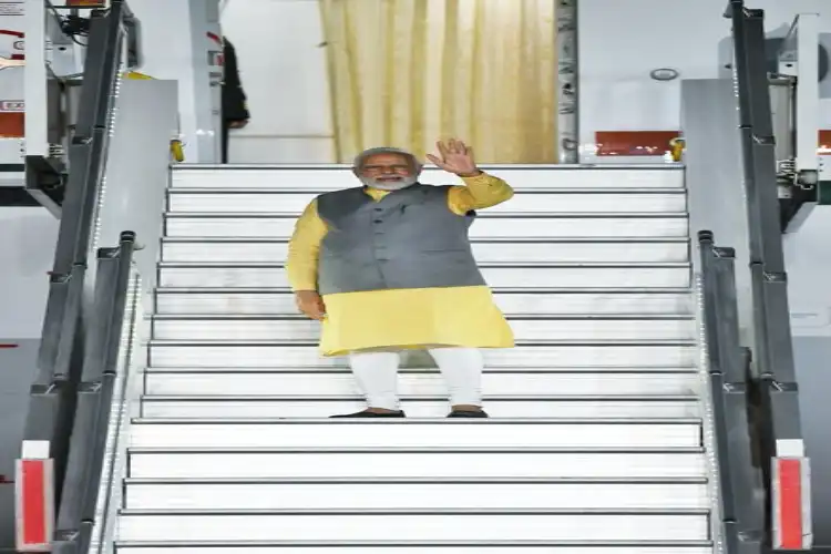 Prime Minister Narendra Modi boarding his flight for Tokyo
