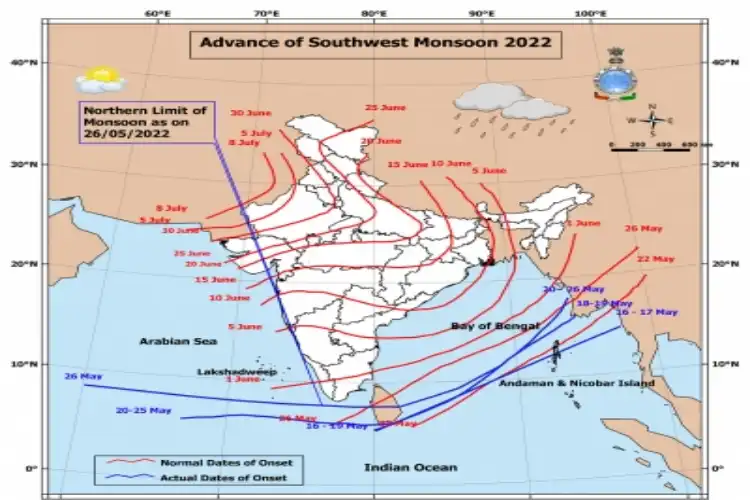 IMD map showing path of monsoon