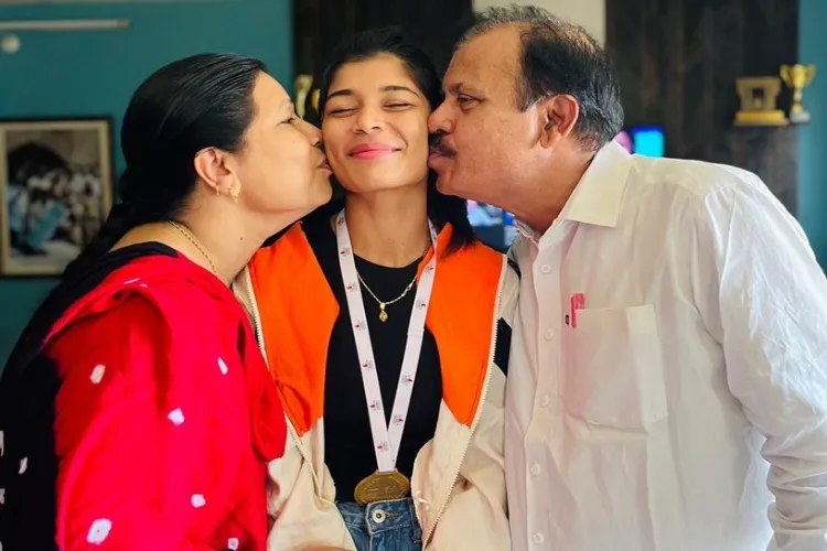 Nikhat Zareen with her parents