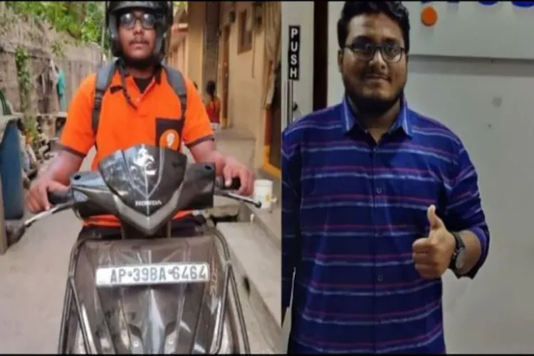 Sheikh Abdul Sattar as a delivery boy (Left) and an engineer