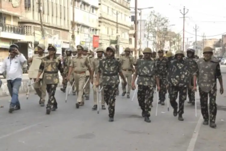 Police patrolling Kanpur city