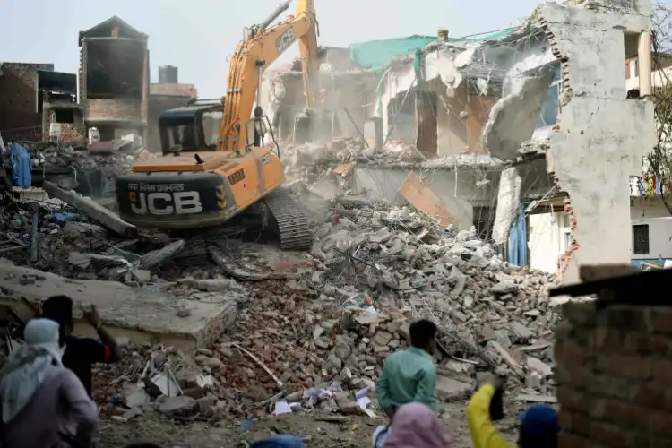 A demolition drive in Prayagraj, UP