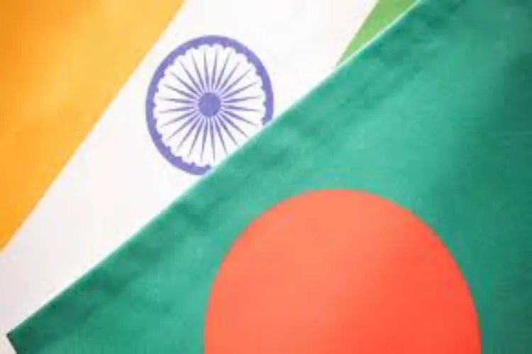 Flags of India and Bangladesh (Picture courtesy: Doordarshan)