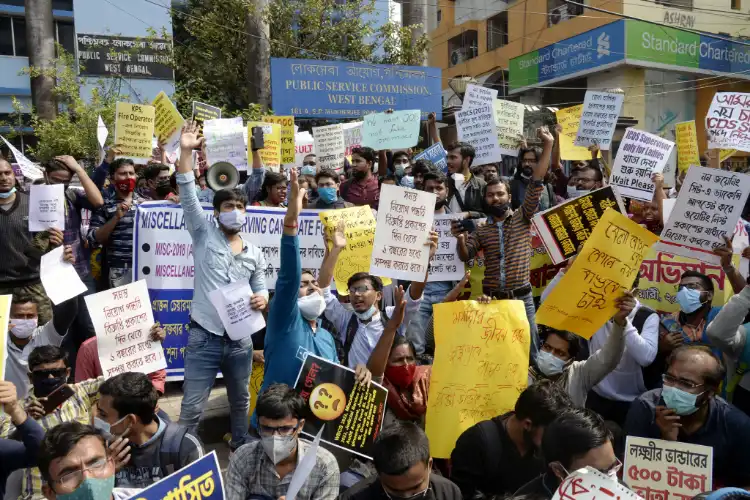 Jobless youth protesting in Kolkata