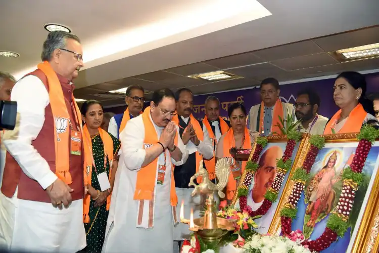 BJP President J P Nadda inaugurating the National Office bearers meeting at Hyderabad