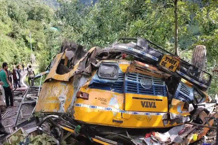 A private bus fell off a cliff in Himachal Pradesh's Kullu district