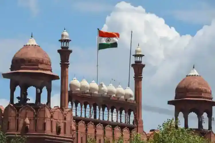 National flag flying half mast at Red Fort