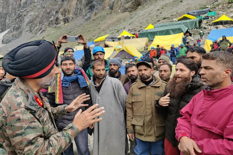 Locals speaking with GOC, Chinar Corps, Lt Gen AS Aujla at Baltal