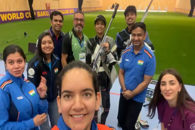 Indian shooting team at Changwon, South Korea