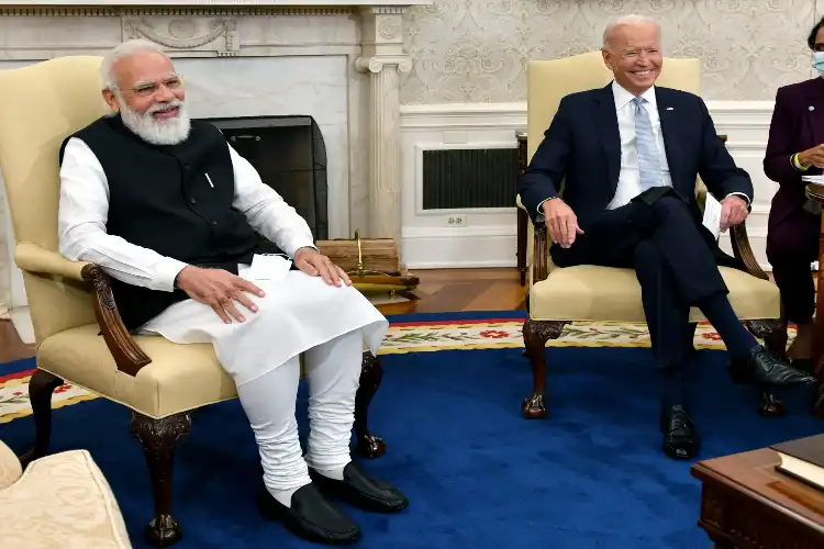 Prime Minister Narendra Modi with President Joe Biden in Washington DC (File)