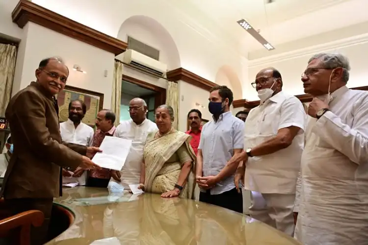 Margaret Alva filing her nomination paper