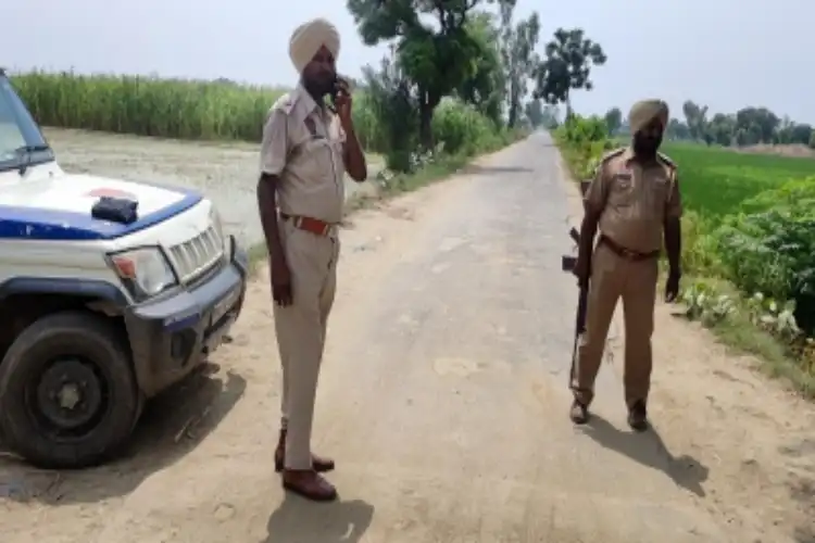 Punjab Police personnel close to the encounter site