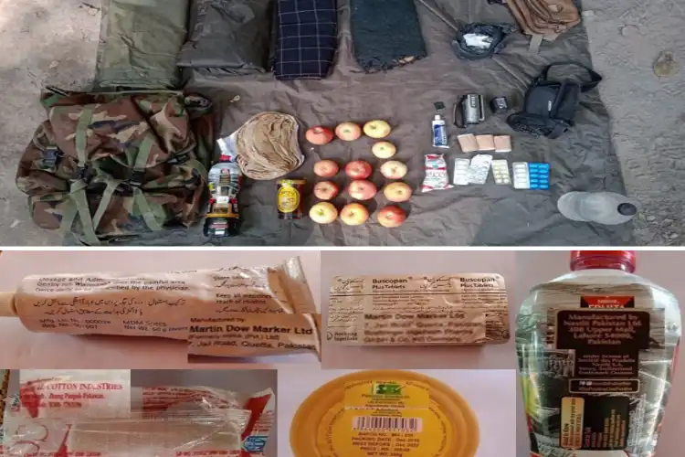Recoveries from killed terrorists have included food items, medicines and ammunition with Pakistani marking