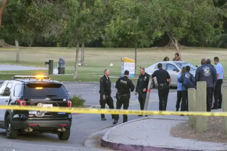 Police at the site of shooting