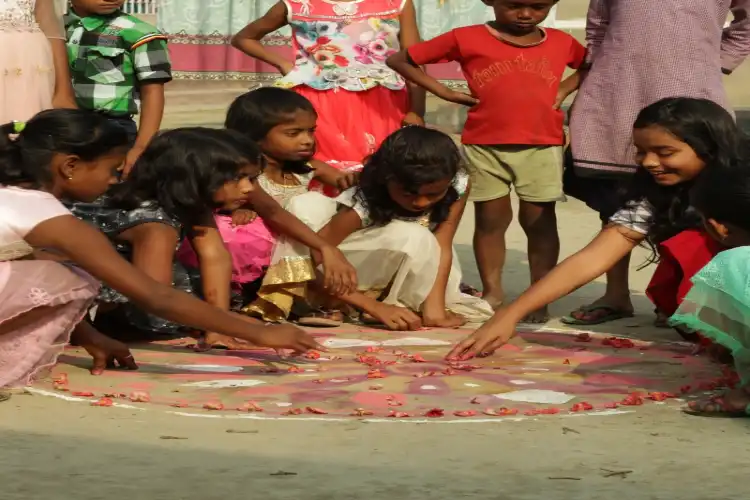 Muslim children celebrating Char Chapori festival