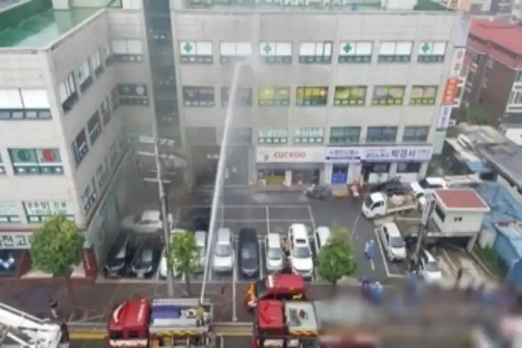 Firefighters at the hospital