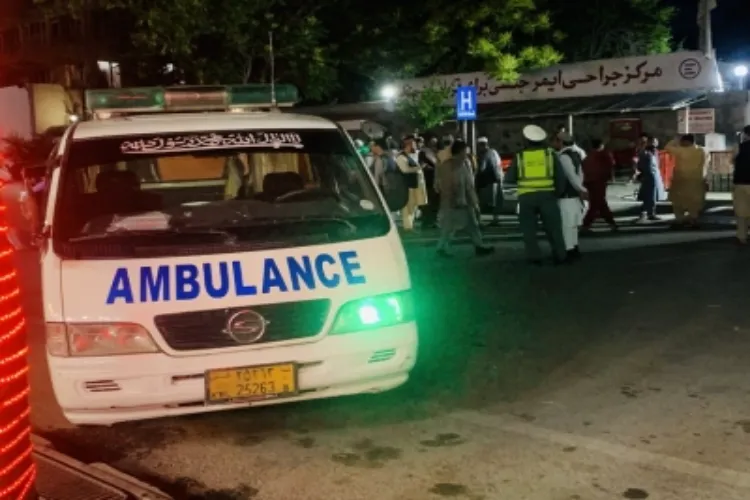 The scene outside a hospital in Kabul