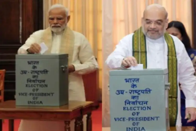 Prime Minister Narendra Modi and Home Minister Amit Shah casting their votes 