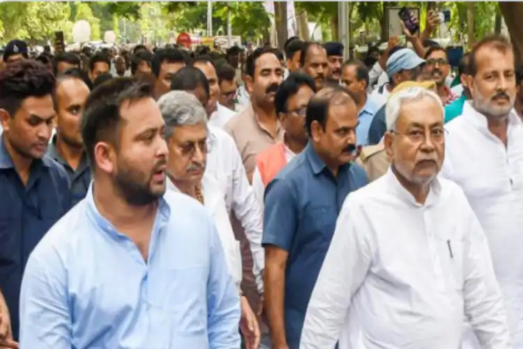 Nitish Kumar with his new allies