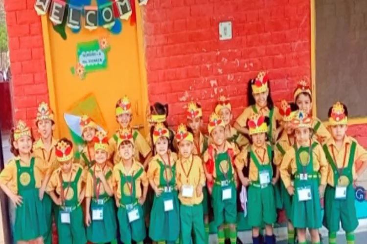 Little girls and boys of Jamia school dressed a Krishna