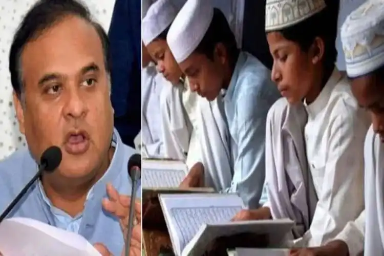 Assam CM Himanta Biswa Sarma and students of Madrasa