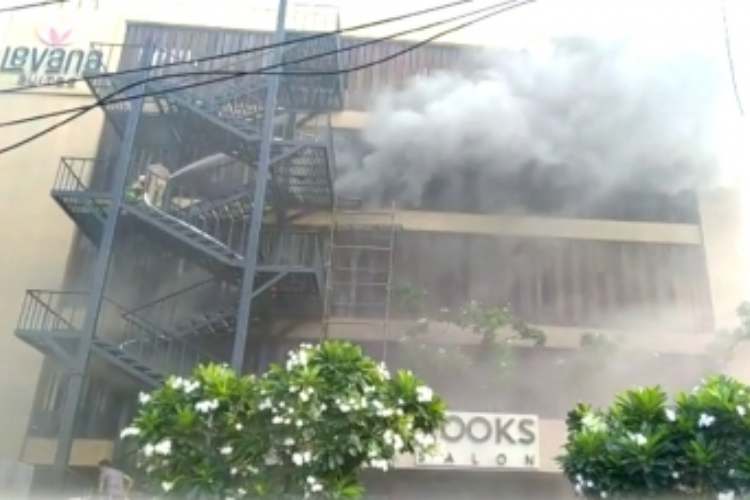 A major fire engulfed a hotel in Lucknow's hazratganj area on Monday