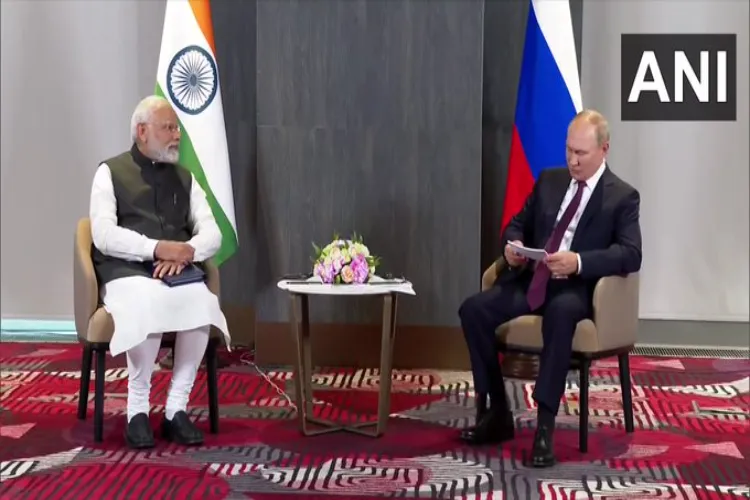 Prime Minister Narendra Modi at a bilateral meeting with Russian President Vladimir Putin