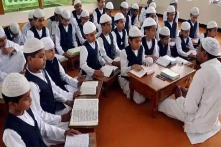Students in a class in a Madrasa in Uttar Pradesh