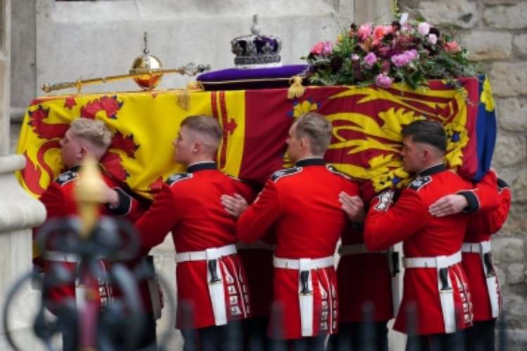 The Queen's coffin on its final journey